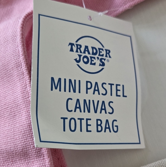 Trader Joes's Canvas Pastel Mini Pink Tote  Bag 2025 - Picture 2 of 6